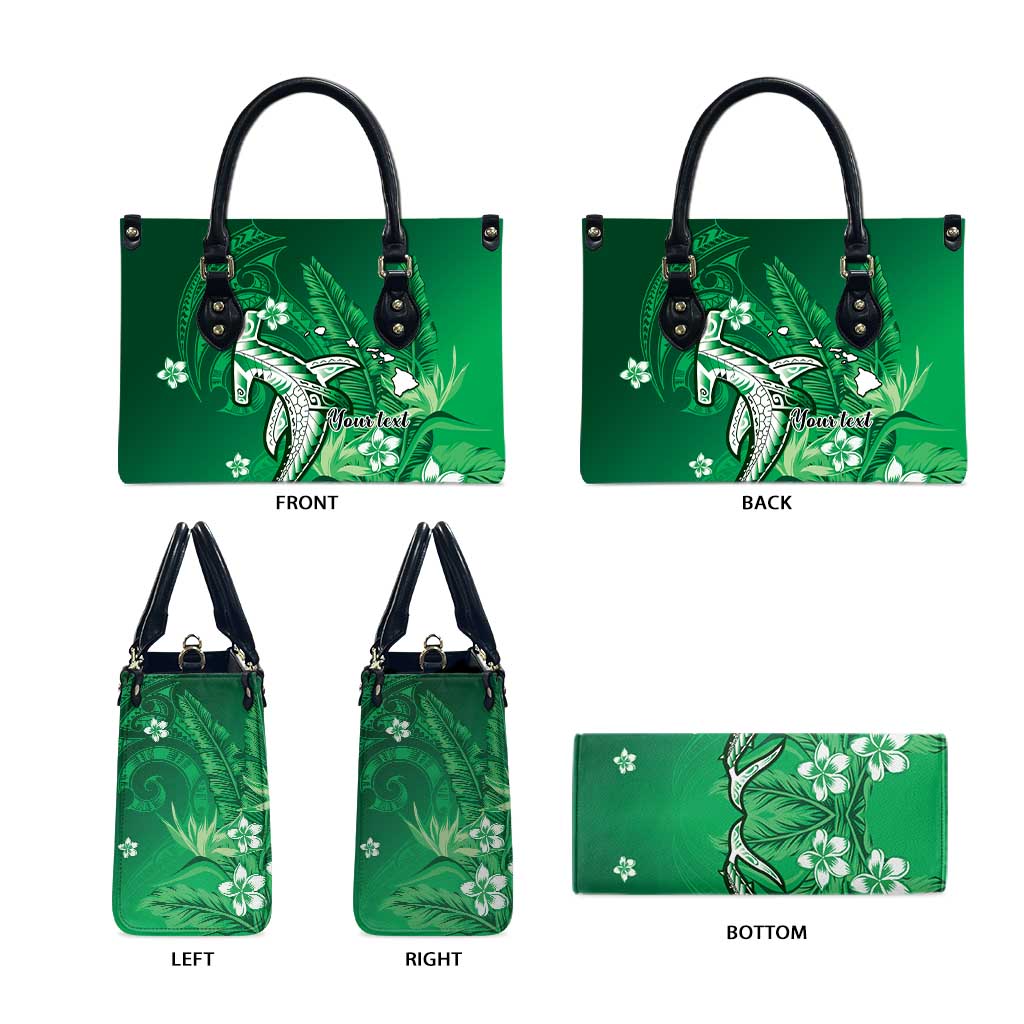 Personalized Hawaiian Maori Hammerhead Shark Leather Bag Omaomao Plumeria - Polynesian Pride