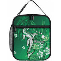 Personalized Hawaiian Maori Hammerhead Shark Lunch Bag Omaomao Plumeria LT9 10.2 × 8.3 × 4.3 inch Green - Polynesian Pride