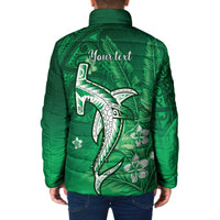 Personalized Hawaiian Maori Hammerhead Shark Padded Jacket Omaomao Plumeria - Polynesian Pride
