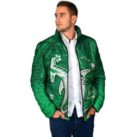 Personalized Hawaiian Maori Hammerhead Shark Padded Jacket Omaomao Plumeria - Polynesian Pride