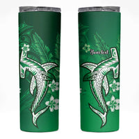Personalized Hawaiian Maori Hammerhead Shark Skinny Tumbler Omaomao Plumeria - Polynesian Pride