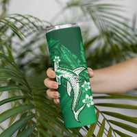 Personalized Hawaiian Maori Hammerhead Shark Skinny Tumbler Omaomao Plumeria - Polynesian Pride