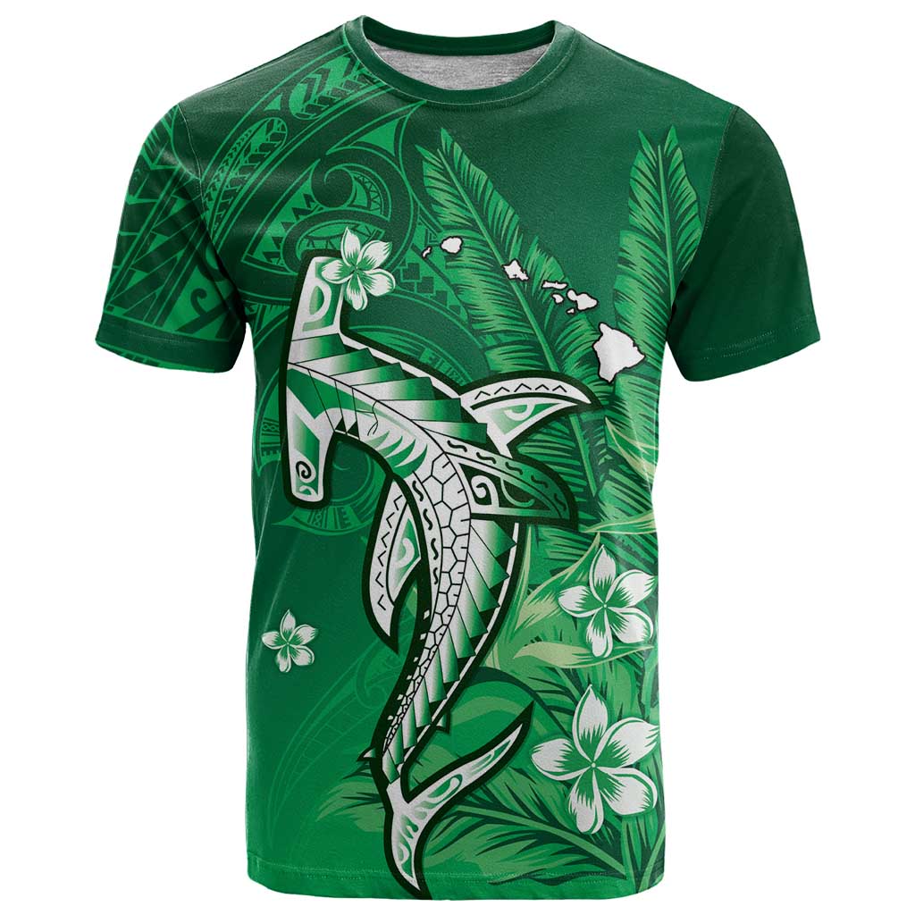 Personalized Hawaiian Maori Hammerhead Shark T Shirt Omaomao Plumeria - Polynesian Pride