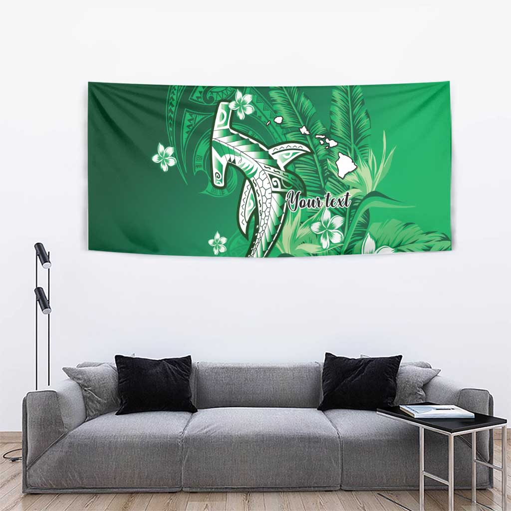 Personalized Hawaiian Maori Hammerhead Shark Tapestry Omaomao Plumeria - Polynesian Pride