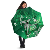 Personalized Hawaiian Maori Hammerhead Shark Umbrella Omaomao Plumeria - Polynesian Pride