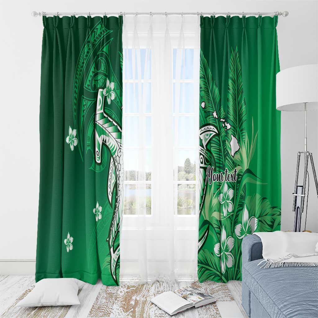 Personalized Hawaiian Maori Hammerhead Shark Window Curtain Omaomao Plumeria - Polynesian Pride