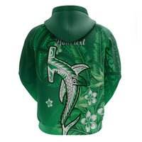 Personalized Hawaiian Maori Hammerhead Shark Zip Hoodie Omaomao Plumeria - Polynesian Pride
