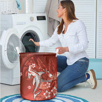 Personalized Hawaiian Maori Hammerhead Shark Laundry Basket Ulaula Plumeria - Polynesian Pride