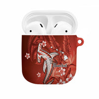 Personalized Hawaiian Maori Hammerhead Shark AirPods Case Ulaula Plumeria - Polynesian Pride