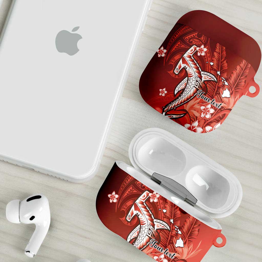 Personalized Hawaiian Maori Hammerhead Shark AirPods Case Ulaula Plumeria - Polynesian Pride