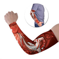 Personalized Hawaiian Maori Hammerhead Shark Arm Sleeves Ulaula Plumeria - Polynesian Pride