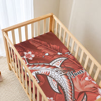 Personalized Hawaiian Maori Hammerhead Shark Baby Bed Cover Ulaula Plumeria LT9 - Polynesian Pride