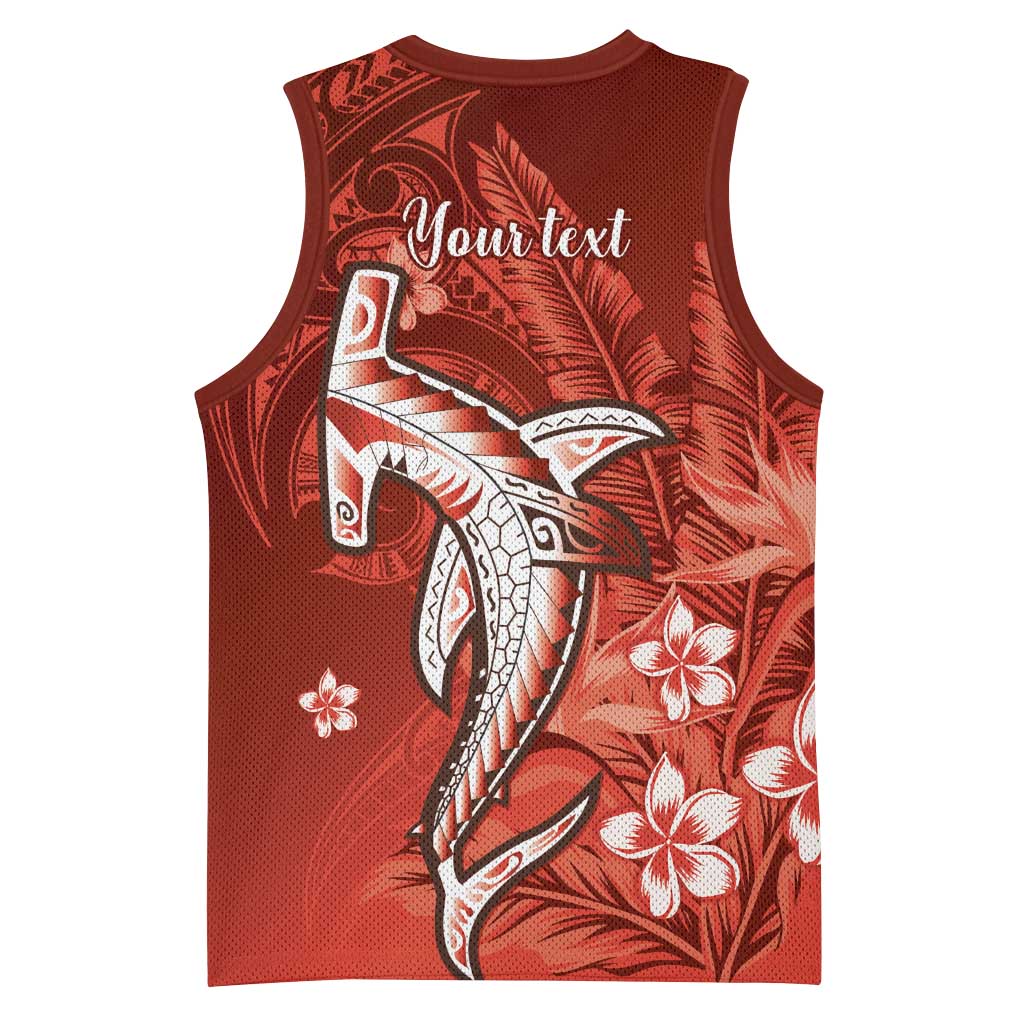 Personalized Hawaiian Maori Hammerhead Shark Basketball Jersey Ulaula Plumeria - Polynesian Pride