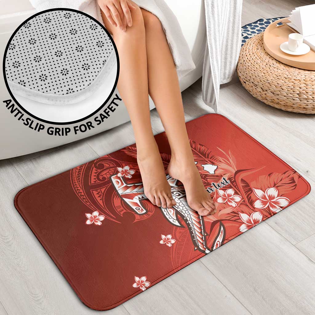 Personalized Hawaiian Maori Hammerhead Shark Bathroom Set Ulaula Plumeria - Polynesian Pride