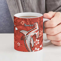 Personalized Hawaiian Maori Hammerhead Shark Ceramic Mug Ulaula Plumeria - Polynesian Pride