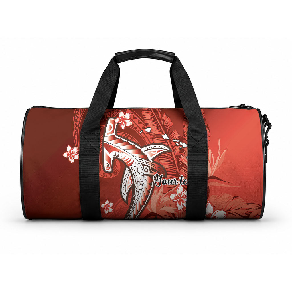 Personalized Hawaiian Maori Hammerhead Shark Duffle Bag Ulaula Plumeria LT9 One size Red - Polynesian Pride