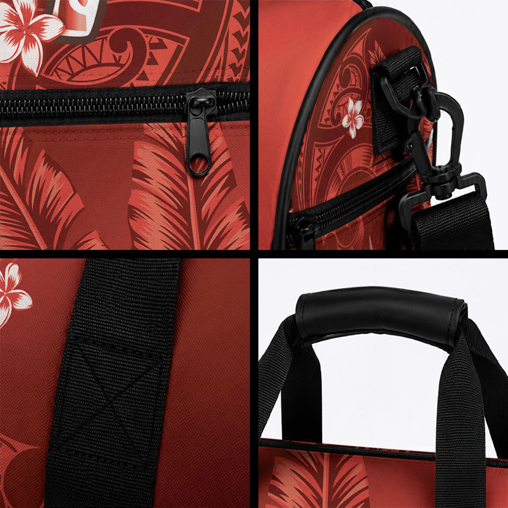 Personalized Hawaiian Maori Hammerhead Shark Duffle Bag Ulaula Plumeria LT9 - Polynesian Pride