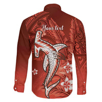 Personalized Hawaiian Maori Hammerhead Shark Family Matching Puletasi and Hawaiian Shirt Ulaula Plumeria LT9 - Polynesian Pride