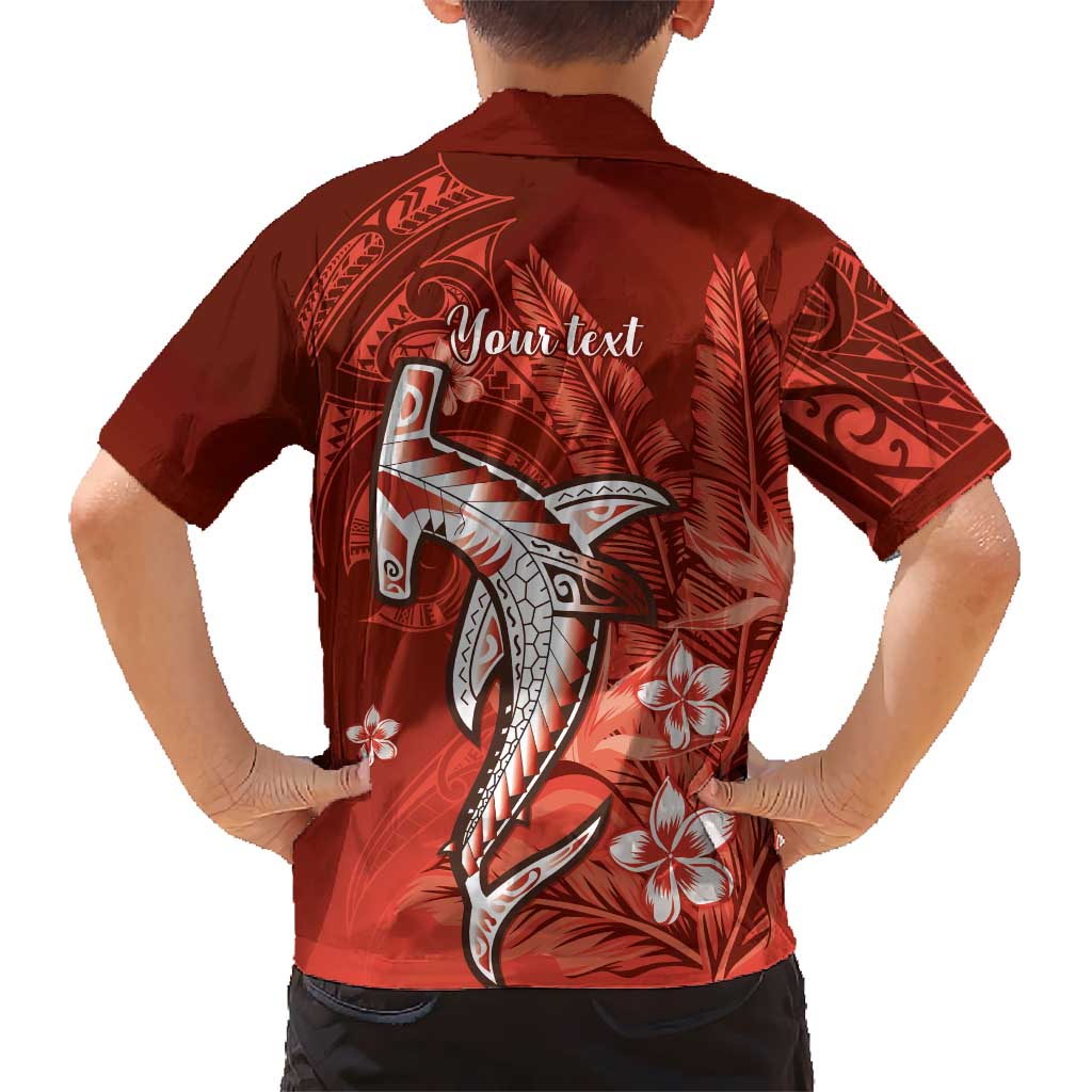 Personalized Hawaiian Maori Hammerhead Shark Family Matching Tank Maxi Dress and Hawaiian Shirt Ulaula Plumeria LT9 - Polynesian Pride