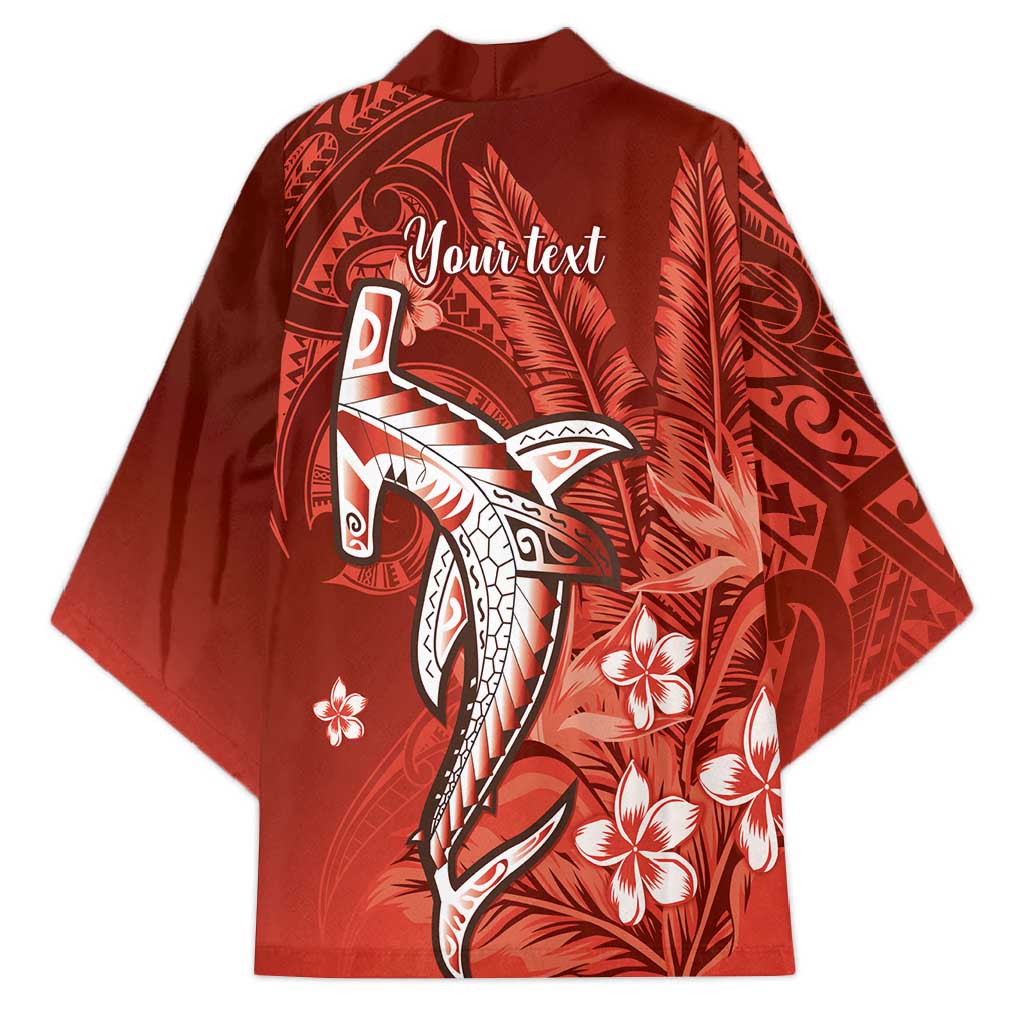 Personalized Hawaiian Maori Hammerhead Shark Kimono Ulaula Plumeria - Polynesian Pride