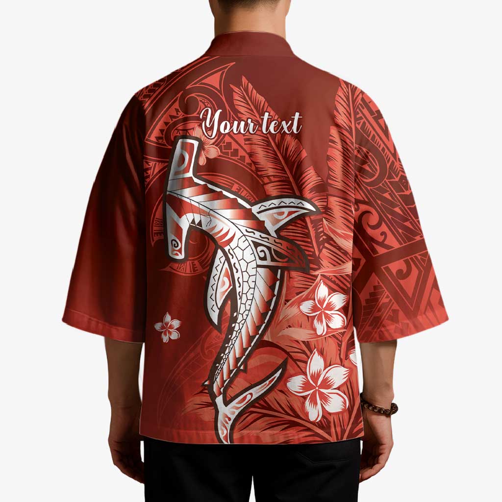 Personalized Hawaiian Maori Hammerhead Shark Kimono Ulaula Plumeria - Polynesian Pride
