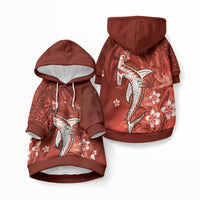 Personalized Hawaiian Maori Hammerhead Shark Pet Hoodie Ulaula Plumeria LT9 Pullover Red - Polynesian Pride
