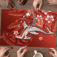 Personalized Hawaiian Maori Hammerhead Shark Puzzle Ulaula Plumeria - Polynesian Pride