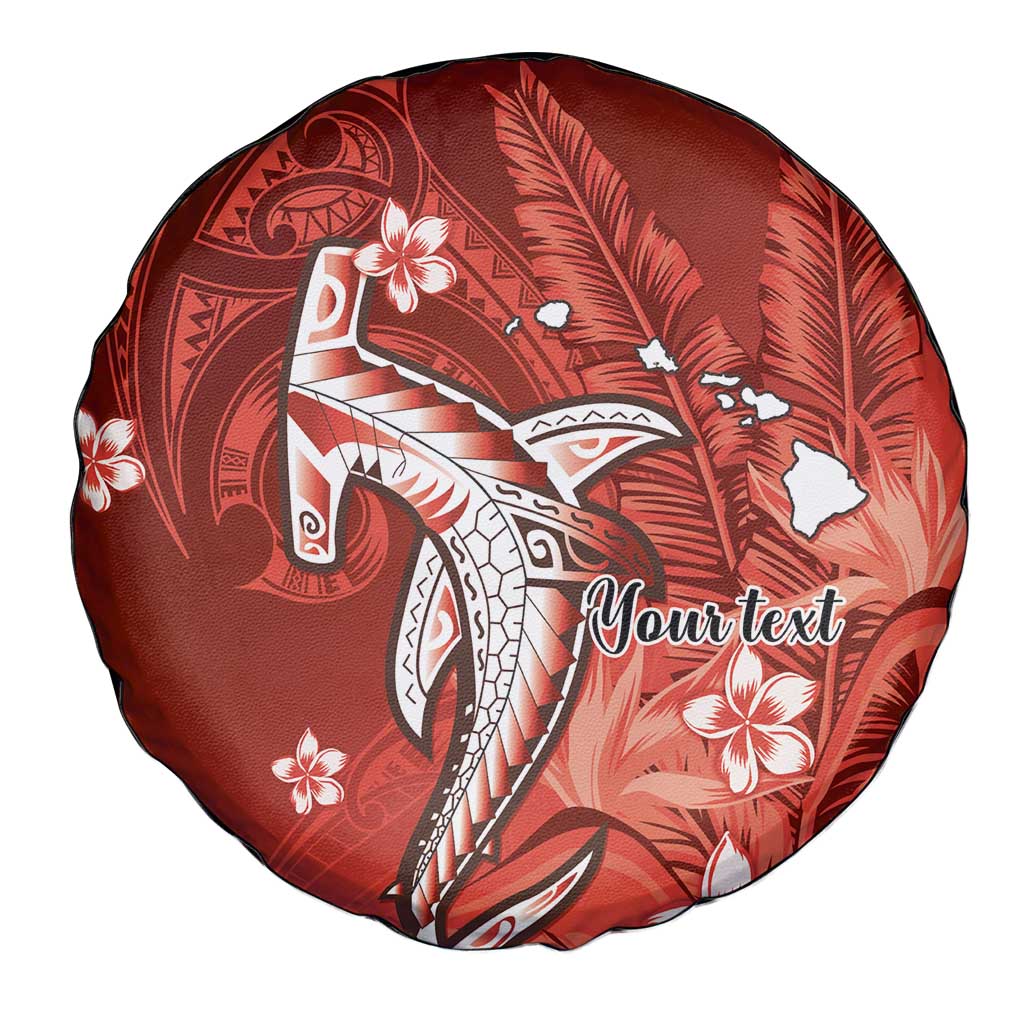 Personalized Hawaiian Maori Hammerhead Shark Spare Tire Cover Ulaula Plumeria - Polynesian Pride