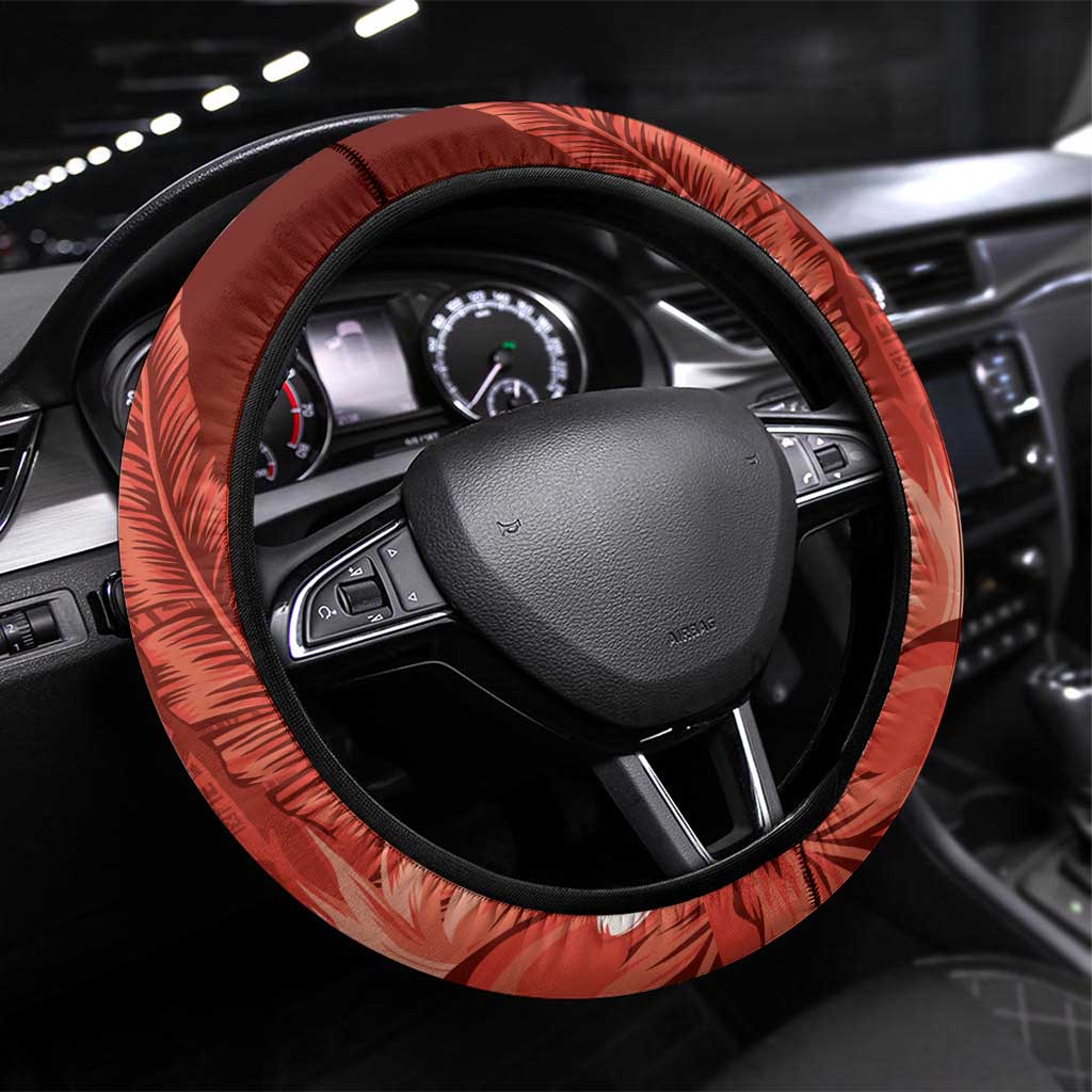 Hawaiian Maori Hammerhead Shark Steering Wheel Cover Ulaula Plumeria - Polynesian Pride