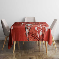 Personalized Hawaiian Maori Hammerhead Shark Tablecloth Ulaula Plumeria - Polynesian Pride