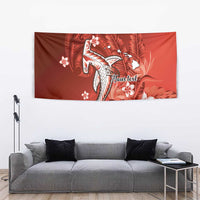 Personalized Hawaiian Maori Hammerhead Shark Tapestry Ulaula Plumeria - Polynesian Pride