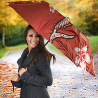 Personalized Hawaiian Maori Hammerhead Shark Umbrella Ulaula Plumeria - Polynesian Pride