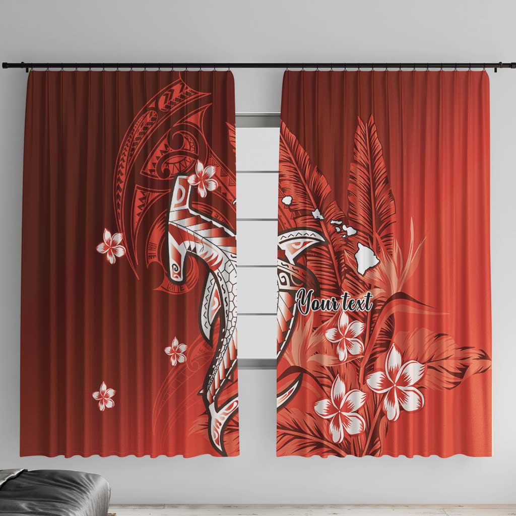Personalized Hawaiian Maori Hammerhead Shark Window Curtain Ulaula Plumeria - Polynesian Pride