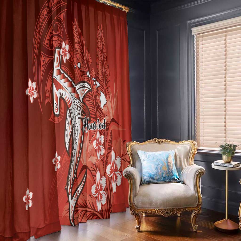 Personalized Hawaiian Maori Hammerhead Shark Window Curtain Ulaula Plumeria - Polynesian Pride