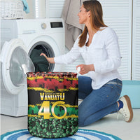 Vanuatu 46th Year Anniversary Laundry Basket 30 July 1980 Hibiscus Seamless Pattern