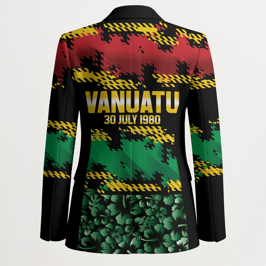 Vanuatu 46th Year Anniversary Blazer 30 July 1980 Hibiscus Seamless Pattern