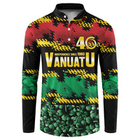 Vanuatu 46th Year Anniversary Button Sweatshirt 30 July 1980 Hibiscus Seamless Pattern