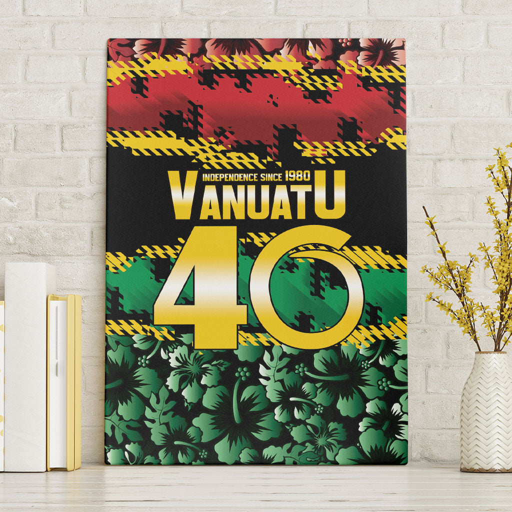 Vanuatu 46th Year Anniversary Canvas Wall Art 30 July 1980 Hibiscus Seamless Pattern
