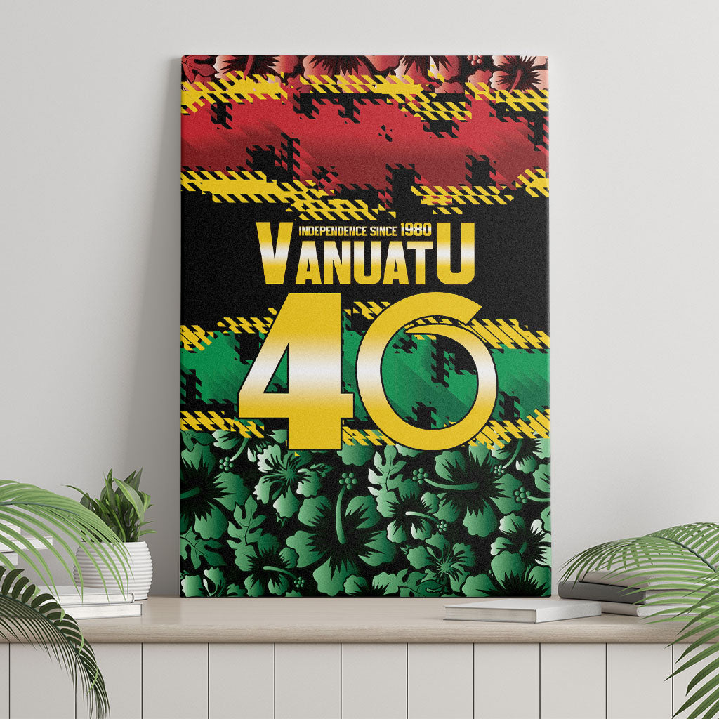 Vanuatu 46th Year Anniversary Canvas Wall Art 30 July 1980 Hibiscus Seamless Pattern