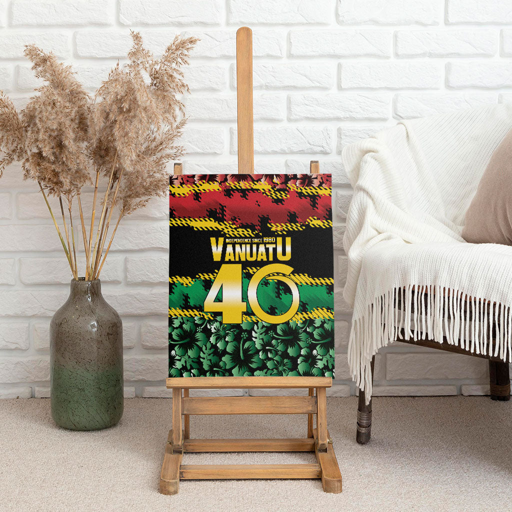 Vanuatu 46th Year Anniversary Canvas Wall Art 30 July 1980 Hibiscus Seamless Pattern