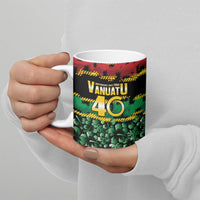 Vanuatu 46th Year Anniversary Ceramic Mug 30 July 1980 Hibiscus Seamless Pattern