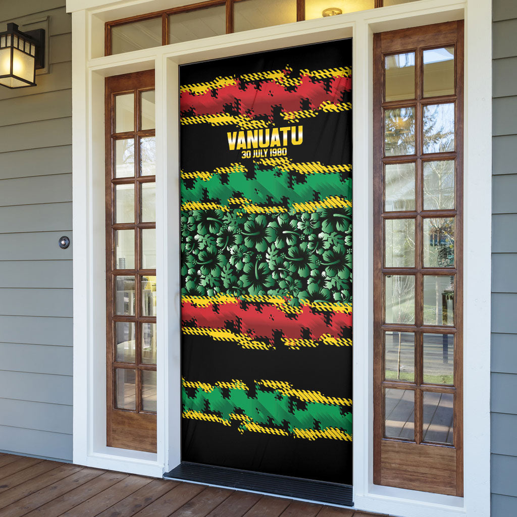 Vanuatu 46th Year Anniversary Door Cover 30 July 1980 Hibiscus Seamless Pattern