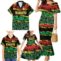 Vanuatu 46th Year Anniversary Family Matching Mermaid Dress and Hawaiian Shirt 30 July 1980 Hibiscus Seamless Pattern LT9 - Polynesian Pride