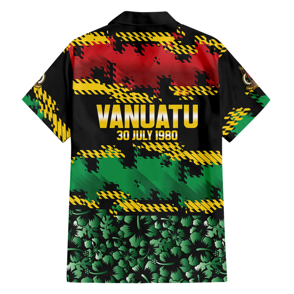 Vanuatu 46th Year Anniversary Family Matching Mermaid Dress and Hawaiian Shirt 30 July 1980 Hibiscus Seamless Pattern LT9 - Polynesian Pride