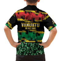 Vanuatu 46th Year Anniversary Family Matching Off The Shoulder Long Sleeve Dress and Hawaiian Shirt 30 July 1980 Hibiscus Seamless Pattern LT9 - Polynesian Pride