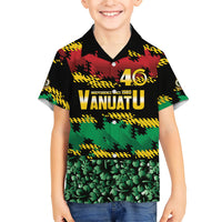 Vanuatu 46th Year Anniversary Family Matching Tank Maxi Dress and Hawaiian Shirt 30 July 1980 Hibiscus Seamless Pattern LT9 Son's Shirt Black - Polynesian Pride