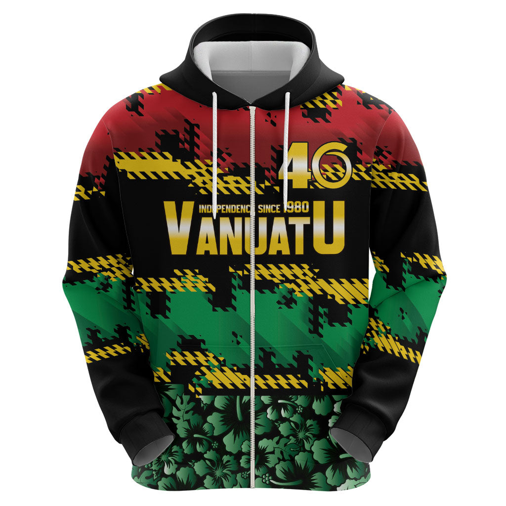 Vanuatu 46th Year Anniversary Hoodie 30 July 1980 Hibiscus Seamless Pattern