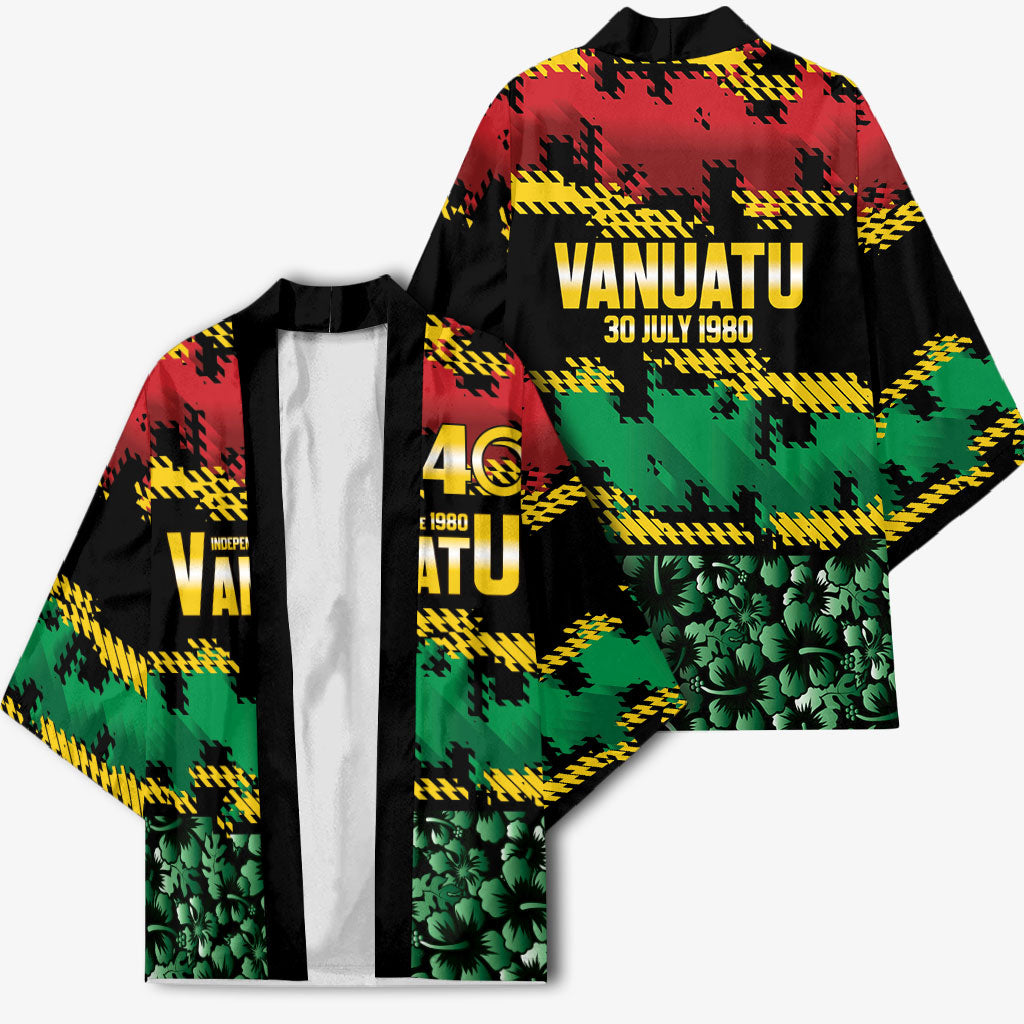 Vanuatu 46th Year Anniversary Kimono 30 July 1980 Hibiscus Seamless Pattern