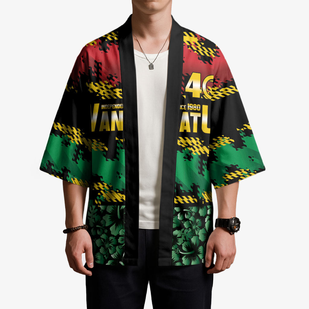 Vanuatu 46th Year Anniversary Kimono 30 July 1980 Hibiscus Seamless Pattern