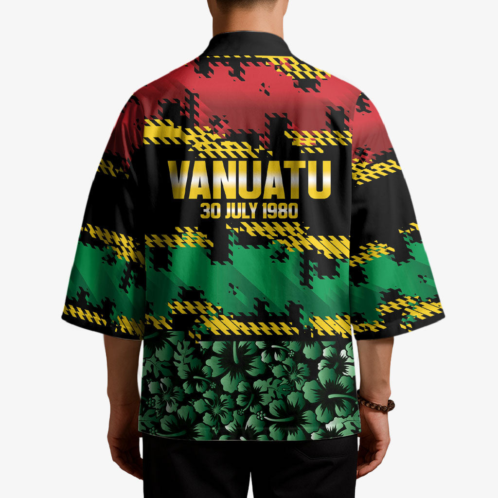 Vanuatu 46th Year Anniversary Kimono 30 July 1980 Hibiscus Seamless Pattern